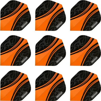 Produktbild von Pentathlon | Dart Flights | 100 Micron | Standard | Orange-Schwarz | 3 Sets = 9 Flights