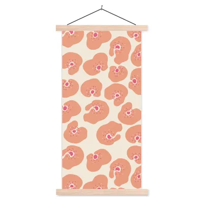 Produktbild von MuchoWow® Textilposter Blume - Muster - Abstrakt 40x80 cm mit holzfarbenen Rahmen - Wohnzimmer