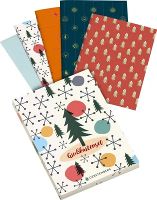 Produktbild von Weihnachts Grußkartenset mit 8 Doppelkarten (je 2 Motive), farbigen Umschlägen und wiederverschließbarer Schachtel