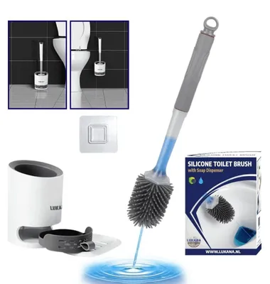 Produktbild von Lukana Silikon-Toilettenbürste mit Halter und Seifenspender