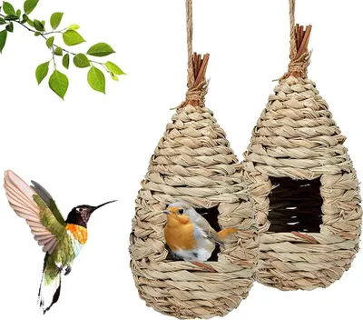 Produktbild von 2 Stück Wildvogel-Nistkästen, Vogelnisten, handgefertigtes Vogelhaus, hängendes Vogelhaus, für kleine Vögel, 11,5 x 22 cm