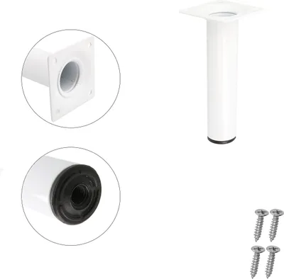 Produktbild von Runder Möbelfuss ø 30mm Weiss Metallstütze Sofafuss Möbelbein Tischbein Möbelstempel Höhe 150mm