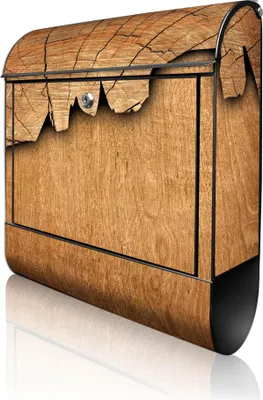 Produktbild von banjado Design Briefkasten Stahl schwarz mit Zeitungsfach pulverbeschichtet "Holz" 38x46x12,5cm & 2 Schlüssel - Postkasten A4 Einwurf inkl. Montagematerial [BKSCH 10447]