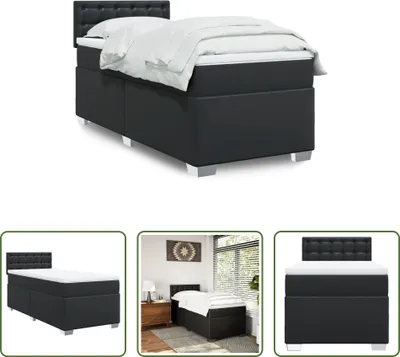Produktbild von The Living Store Boxspringbett mit Matratze Schwarz 100x200 cm Kunstleder