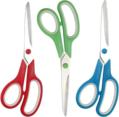 Produktbild von Schere-Set (3 Stück), linkshändige Schere aus Edelstahl, 8,5 Zoll, vielseitige Schere für den Bürogebrauch, Stoffschere für Büro, Basteln, Heimunterricht, Nähen, Textilbedarf