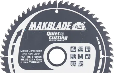 Produktbild von Makita Kreissägeblatt, MAKBLADE PLUS 216 x 30 mm - 60 Zähne