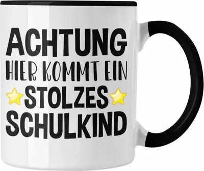 Produktbild von Trendation - Einschulung Junge Mädchen Geschenk Schultüte Füllung Tasse Schulstart 1. Schultag Schuleinführung Schulanfang Geschenkidee 2023 Schulkind Lustig (Schwarz)