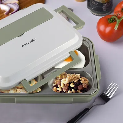 Produktbild von LUNCHBOX-ESSENSBEHÄLTER für die Arbeit oder die Schule, mit Unterteilung für Besteck KAMILLE