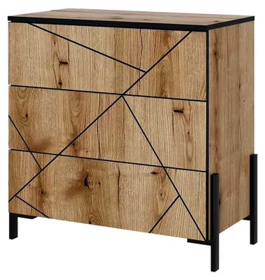 Produktbild von Kommode Hatto, Eiche, 78 x 76,8 cm mit 3 Schubladen
