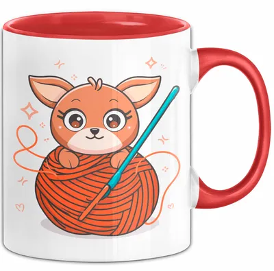 Produktbild von Häkel Fan Tasse Geschenk Lustige Geschenkidee Spruch Für Amigurumi Macher (Rot)