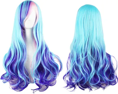 Produktbild von 70cm Frauen Farbverlauf Farbe Long Big Wave Curly Volle Perücke für Cosplay Anime Party