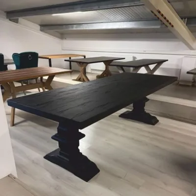 Zdjęcie produktu dla Casa Padrino Stół w stylu rustykalnym, czarny, 240 cm – rustykalne meble do jadalni