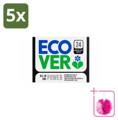 Produktbild von 5 x Ecover All-in-One Power Geschirrspültabs - Sparpackung - 5 Stücke