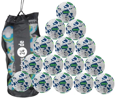 Produktbild von Ballset JAKO Jugendball Futsal inkl. Ballsack 4 15 Bälle weiß/navy/neongrün. 290g