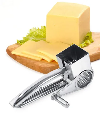 Produktbild von Käseraspel mit Griff - Edelstahl-Käsemühle - Trommelreibe - Handreibe - Spülmaschinenfest - Geeignet für harte Käsesorten und Gemüse - Küchenreibe