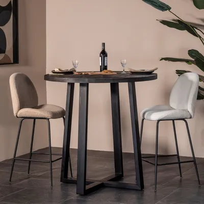 Produktbild von Bartisch Rund - Schwarz - 110cm - Mangoholz - Bartisch Lowie - Giga Meubel