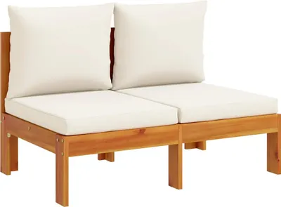 Produktbild von vidaXL Gartensofa ohne Armlehnen mit Kissen 2-Sitzer Massivholz Akazie