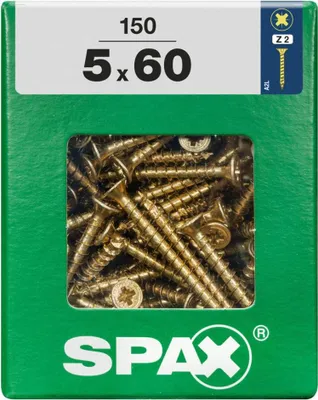 Produktbild von SPAX 4081020500608, Schraube, Stahl, Zink, Holz, Flachkopf, Pozidriv, Gelb