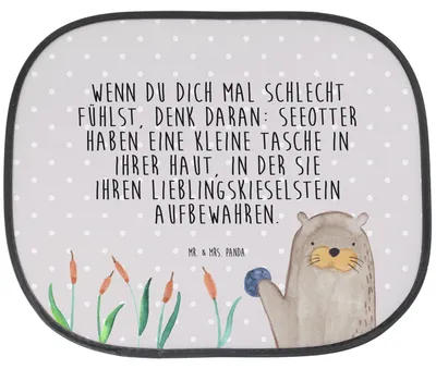 Produktbild von Mr. & Mrs. Panda Sonnenschutz Auto Otter Stein - Grau Pastell - Geschenk, Seeotter, saugnapf, Fun Facts, Sonnenblende, Autoscheibe, Witzige Fakten, für Autoscheiben