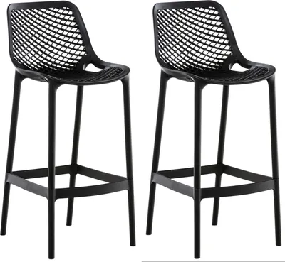 Produktbild von CLP 2er Set Barhocker Air Kunststoff mit Lehne wetterfest UV-beständig bis 160 kg schwarz