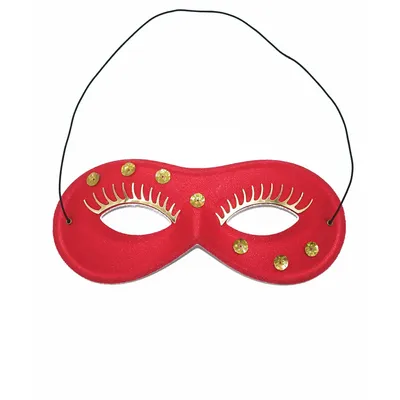 Produktbild von Rote Augenmaske mit goldenen Wimpern und Pailletten