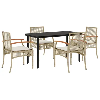 Produktbild von vidaXL 5-tlg. Garten-Essgruppe mit Kissen Beige Poly Rattan