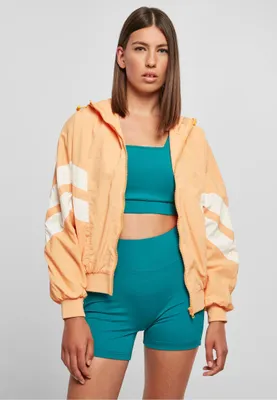 Image de Urban Classics TB2664 | Ladies Crinkle Batwing Jacket Trainingsjacke - Farbe : col.paleorange/whitesand - Größe : 4XL