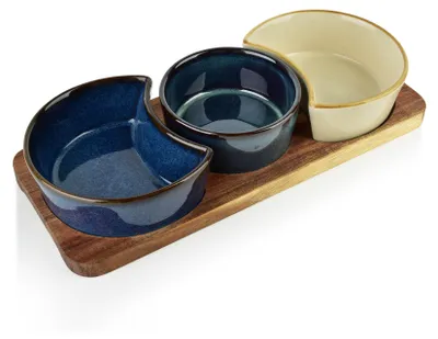 Zdjęcie produktu dla Modern Kitchen Deska Z 3 Miskami 8,5X42X/11X9,5X3,5Cm(26,5X11X1,2Cm)2X150Ml 120Ml