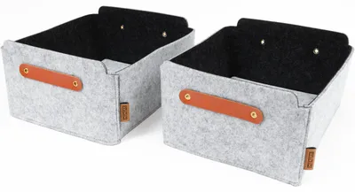 Produktbild von 2er-Set Filz Aufbewahrungsboxen, minimalistisches Design, dunkelgrau/hellgrau, 31x25x15 cm