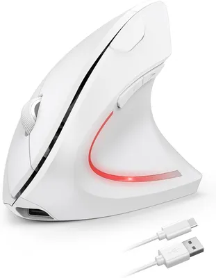 Image de Souris sans fil,2.4G souris optique verticale ergonomique,5 niveaux de réglage jusqu'à 4800DPI, silencieuse sans fil verticale avec 6 boutons pour ordinateur portable,PC,Windows,Mac,OS