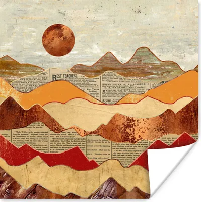 Produktbild von MuchoWow® Poster Vintage - Zeitung - Bronze - Abstrakt - Landschaft - Farben 50x50 cm - Wohnzimmerdekoration