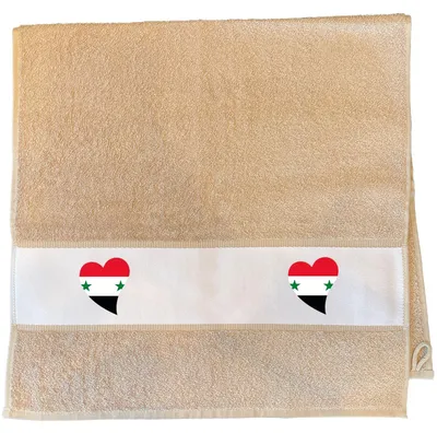 Produktbild von Huuraa Handtuch Syrien Flagge Herz 50x100cm Sand Baumwolle Handtuch Geschenkidee