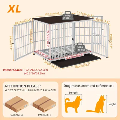 Image de Cage pour chien en bois - Cage pour chien - Enclos pour chien - Abri pour chien - Panier pour chien - Très grande taille - 3 portes