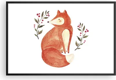 Produktbild von Gerahmtes Poster - Schwarzer Rahmen - Nov Illustration Fuchs - 91,5x61 cm - Wand Bild - Wanddeko - Wandbilder - Kunstposter - Wandposter - Bilderrahmen - Bilder - Kunstdruck - P2BAA91x61-4862