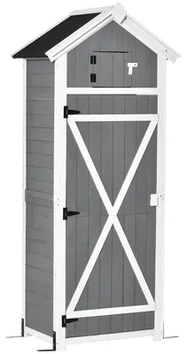Produktbild von Outsunny Gartenschrank Holz mit Tür Geräteschuppen Gerätehaus faltbarer Tisch