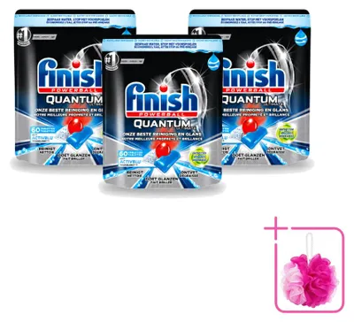 Produktbild von 3 x Finish Powerball Quantum Ultimate Geschirrspültabs - Ontvetter - Sparpackung - 3 Stücke