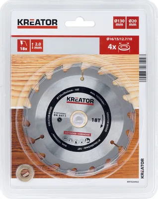 Produktbild von Kreissägeblatt Ø 130 x 20 x 2 mm 18 Zähne Holzsägeblatt + 4 Reduzierringe