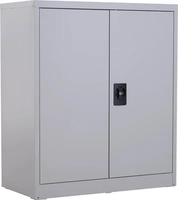 Image de Armoire de classement - armoire de bureau métallique - 2 portes - serrure - étagère réglable - 80 x 40 x 92,5 cm - montage nécessaire - gris