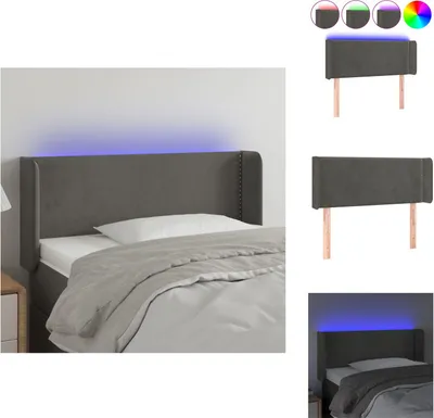 Produktbild von vidaXL LED Kopfteil Dunkelgrau 93x16x78/88 cm Samt -  Kopf- & Fußenden