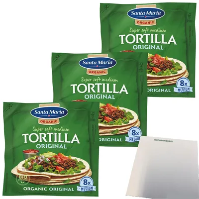 Produktbild von Santa Maria Original Tortillia Organic 3er Pack (3x320g Packung) + usy Block