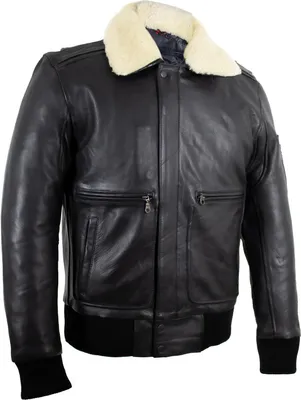 Produktbild von Motorrad Flieger Bomber Lederjacke mit Protektoren und Echt Fell Motorradjacke (2XL)