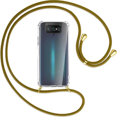 Produktbild von Handykette Backcover-Schutzhülle mit Band (Metall goldfarben) für Asus Zenfone 7 ZS670KS - beige