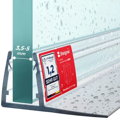 Immagine prodotto di STEIGNER Guarnizione doccia 30 cm UK01 (1 pz.) - Guarnizione box doccia verticale per docce angolari o pentagonali con porta 3,5-5 mm - Colore: trasparente - Protezione contro le perdite, Impermeabile