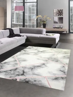 Obrázek produktu pro Koberec mramorový design obývací pokoj chodba růžová šedá krémová - snadná údržba velikost - 120x170 cm