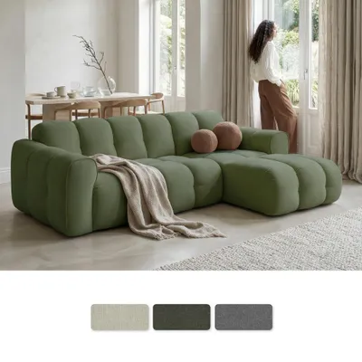 Image de MIUFORM Picco, canapé d'angle pour 6 personnes, angle à droite, couleur vert forêt, Image générée par une IA