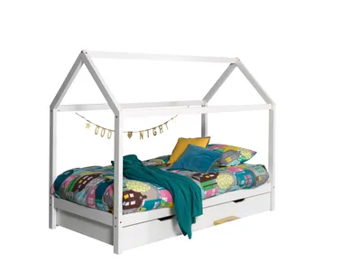 Produktbild von Hausbett Dallas 1 90x200 mit Bettkasten - weiß
