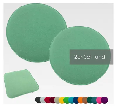 Produktbild von 2er Set Sitzkissen Filz Stuhlkissen Bodenkissen Polster Stuhlauflage Indoor Outdoor Kissen rund Mint 35x35 cm