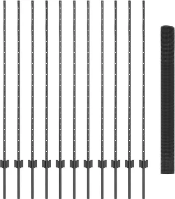 Produktbild von Möbel Schweißdrahtzaun mit 22 U-Pfosten Grau 1.4x25 m Stahl - Zaunzubehör 3336607