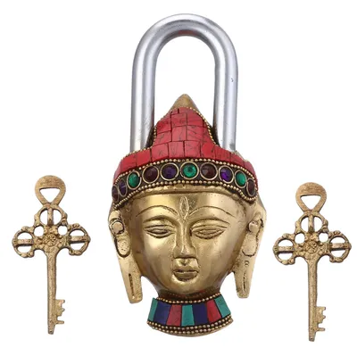 Buddha-Schloss mit Edelsteinen, Messing, mehrfarbig, 15,2 cm