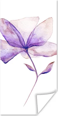 Produktbild von MuchoWow® Poster Blumen - Aquarell - Lila 20x40 cm - Plakat - Foto